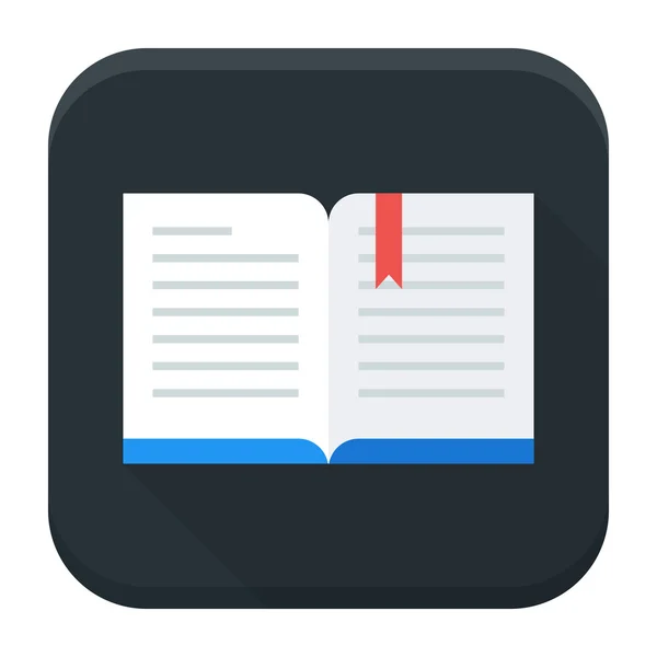 Open boek app pictogram met lange schaduw — Stockvector