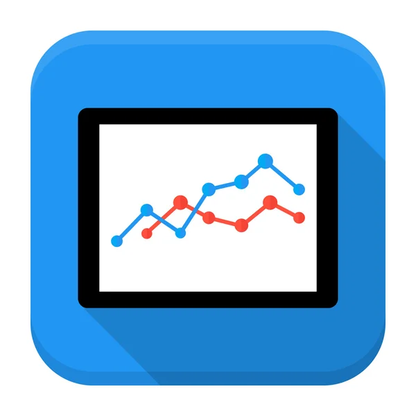 Bureau met diagram app pictogram met lange schaduw — Stockvector