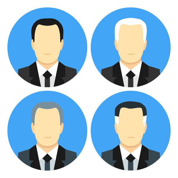 Плоский стиль бизнес-мужчин с четырьмя стрижками
