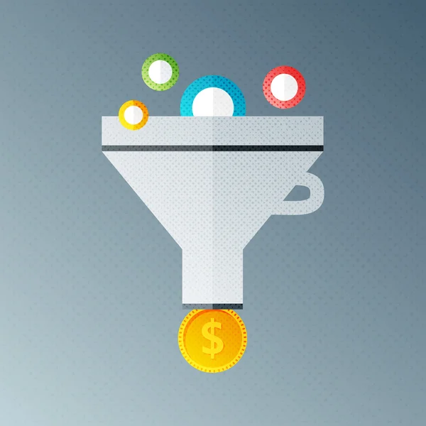 Funnel with money — Stock Vector