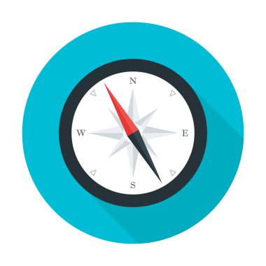 Uzun gölge simgesiyle pusula düz daire