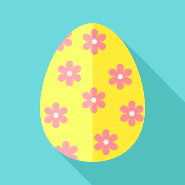 Huevo de Pascua con flores — Vector de stock