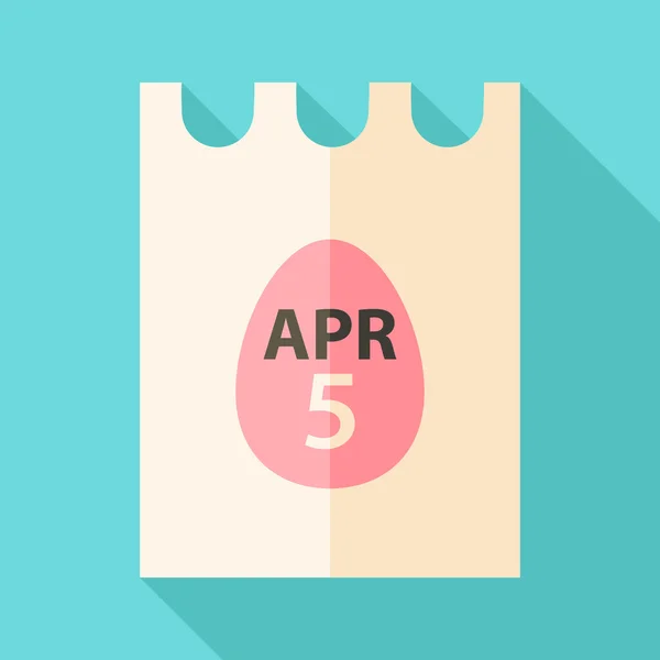 Pezzo di carta pasquale con data 5 aprile e segno dell'uovo — Vettoriale Stock