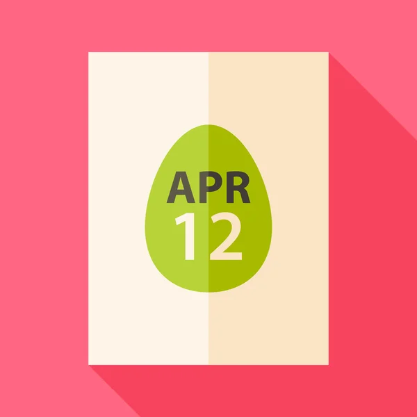 Pedaço de papel da Páscoa com data 12 abril e ovo — Vetor de Stock