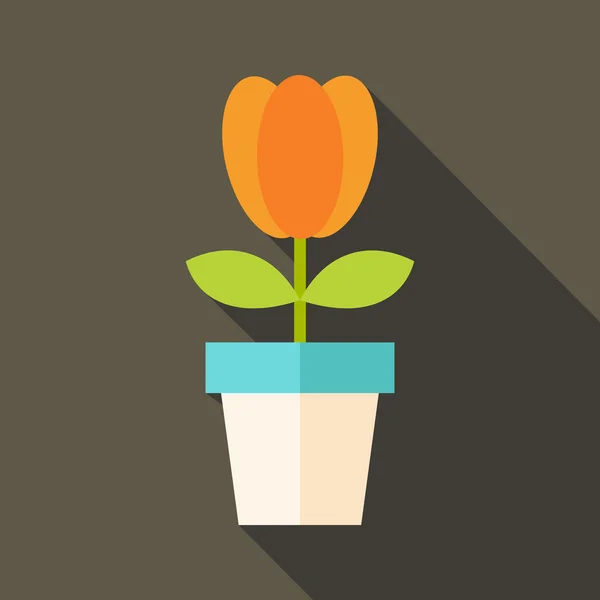 Pot met tulip bloem — Stockvector