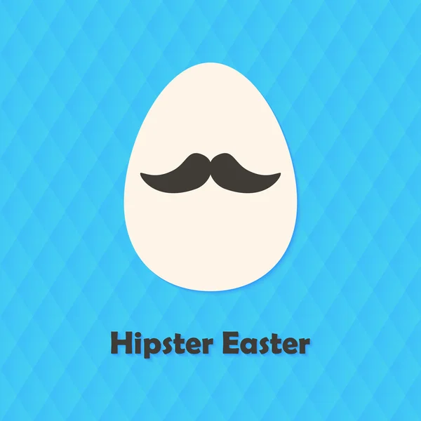 Шестиугольная поздравительная открытка с пасхальным яйцом хипстера с усами — стоковый вектор