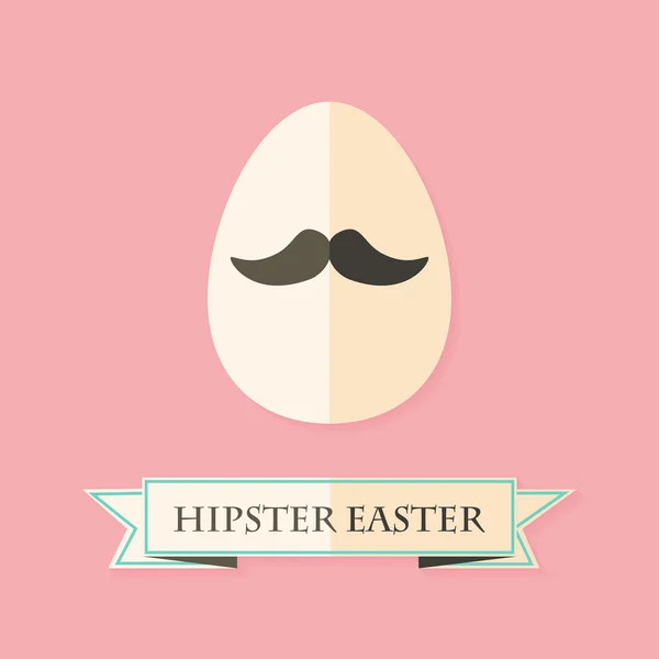 Hipster Easter Greeting Card with Egg with Mustache — Stock Vector