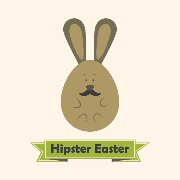 Hipster Easter Greeting Card with Rabbit with Mustache — Stock Vector