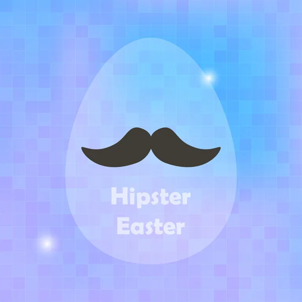 Hipster cartão de saudação Páscoa com ovo e fundo azul — Vetor de Stock