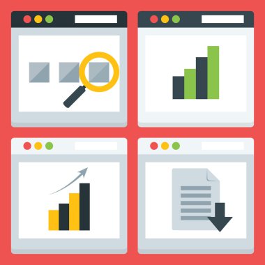 Düz stilize tarayıcı Icons Set