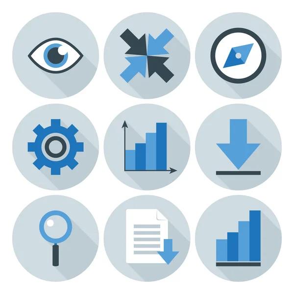 Icônes de cercle plat d'affaires bleu et gris — Image vectorielle
