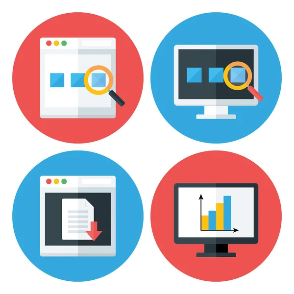 Computer Browser Technology Flat Circle Icons Set — Stock Vector
