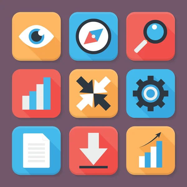 Set di icone per app business stilizzate piatte — Vettoriale Stock