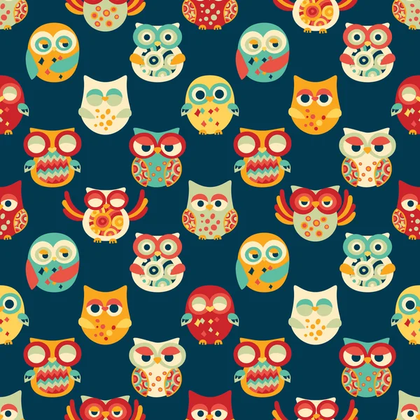 Seamless Pattern with Owls — Stock Vector