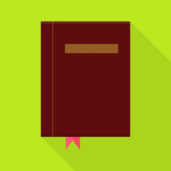 Libro plano con marcador y sombra larga — Vector de stock