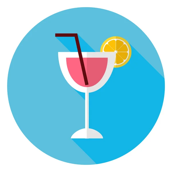 Cocktail plat avec tranche d'orange et icône de cercle tubule — Image vectorielle