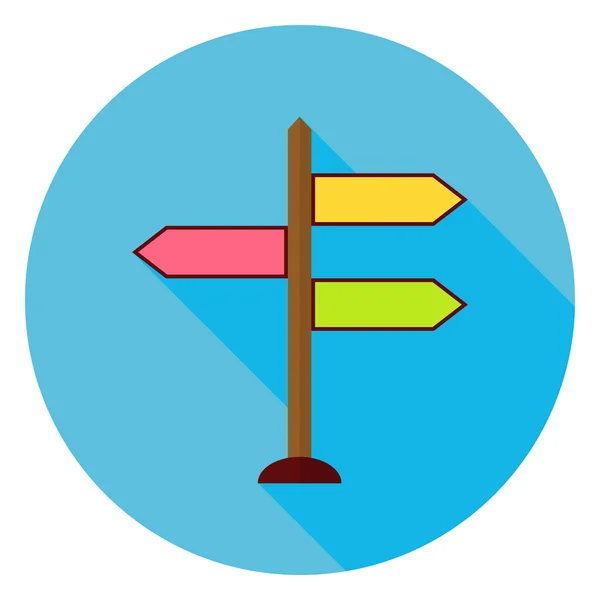 Plat Direction Pointer Circle Icon cu umbră lungă — Vector de stoc