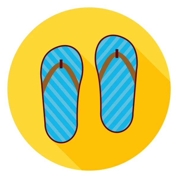 Flat Flip Flops Shoes Circle Icon with Long Shadow — Stock Vector