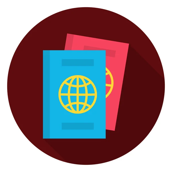 Platte paspoort documenten cirkel pictogram — Stockvector