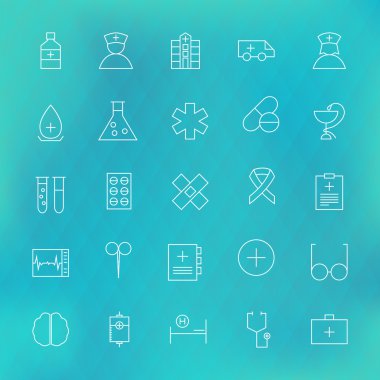 Sağlık ve tıbbi satır Icons Set üzerinden poligonal bulanık Ba