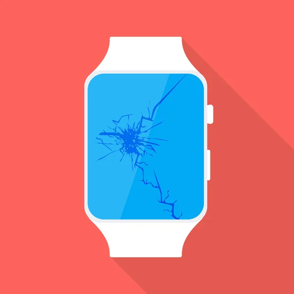 Broken Smart Watch stilizat plat — Vector de stoc