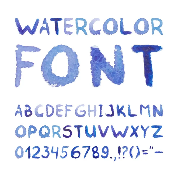 Aquarel Hand getrokken blauw lettertype — Stockvector