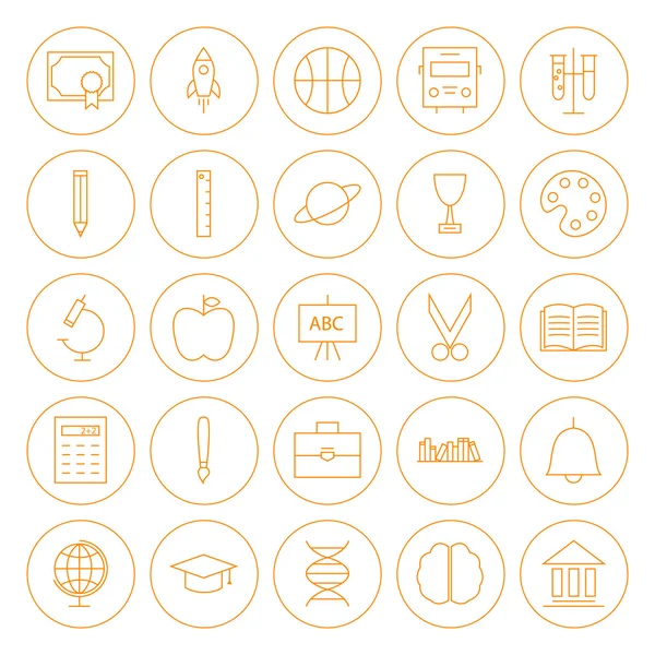 Conjunto de iconos de educación de círculo de línea — Vector de stock