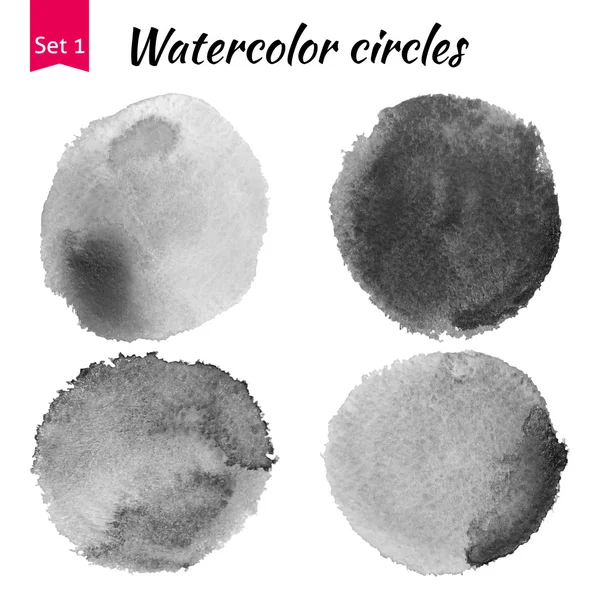 Conjunto de círculos aquarela cinza — Fotografia de Stock