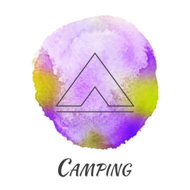 Kamp çadır seyahat vektör suluboya kavramı