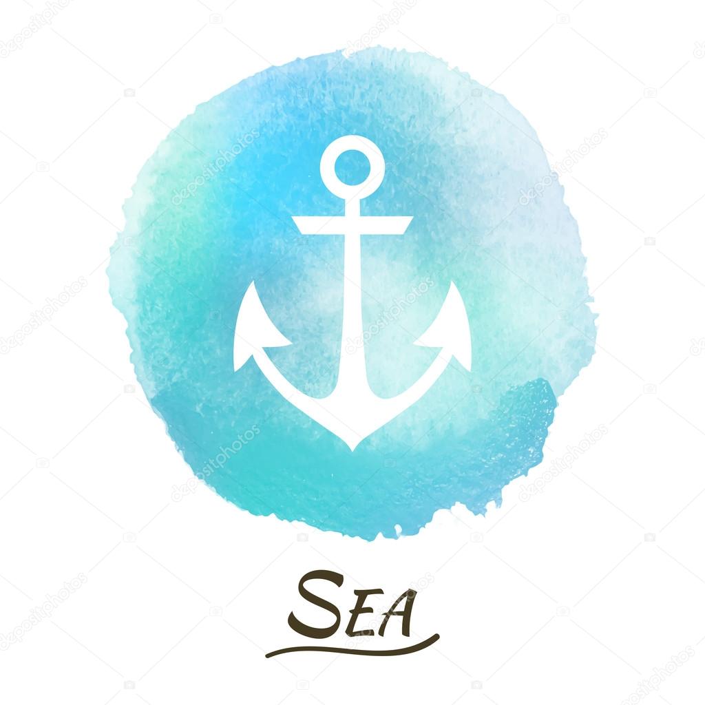 Sea Marine Anchor Vector Watercolor Concept