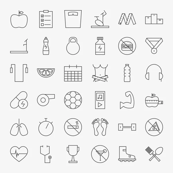 Satır Fitness ve diyet Icons büyük Set