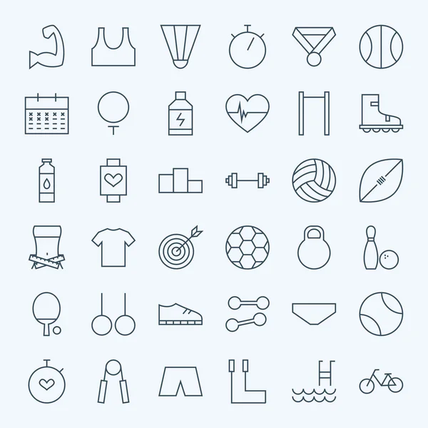 Line Sport and Fitness Icons Set — Stock Vector