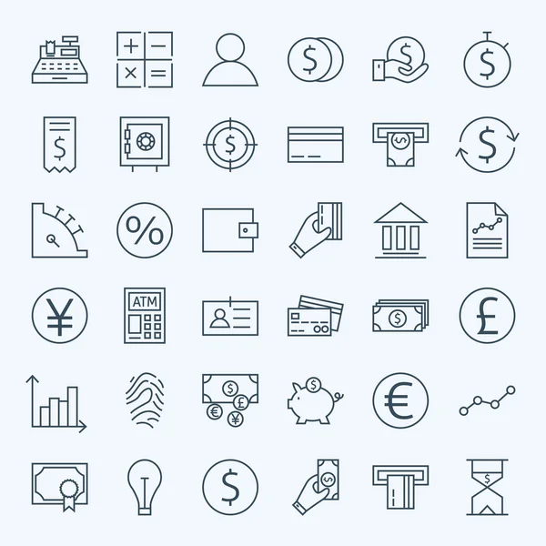 Satır Finans Para ve bankacılık Icons Set