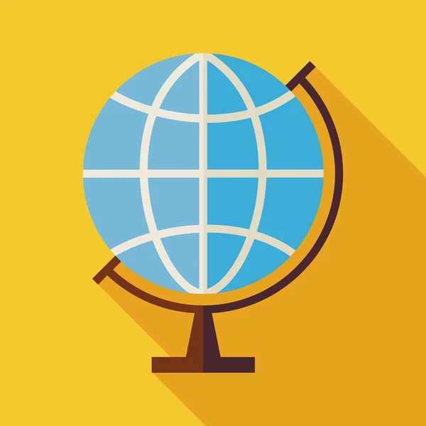 Flat Geography World Globe Illustration with long Shadow — Wektor stockowy