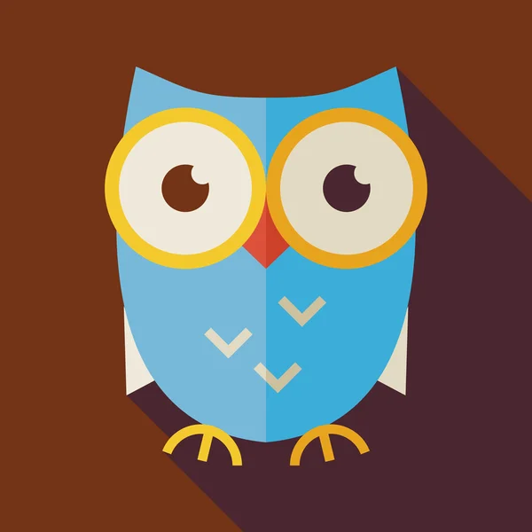 Flat Knowledge and Education Owl Illustration with long Shadow — ストックベクタ