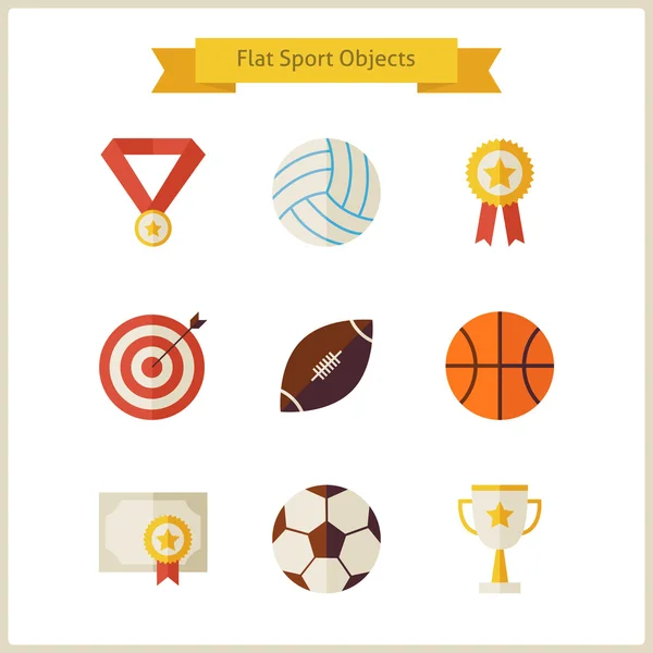 Flat Sport and Competition Winning Objects Set — Stock Vector