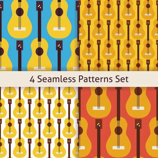 Four Vector Flat Seamless String Music Instrument Guitar Pattern – stockvektor