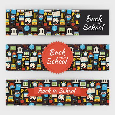 Back to School Knowledge and Education Vector Template Banners S
