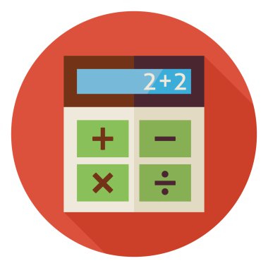 Flat Education and Maths Calculator Circle Icon with Long Shadow