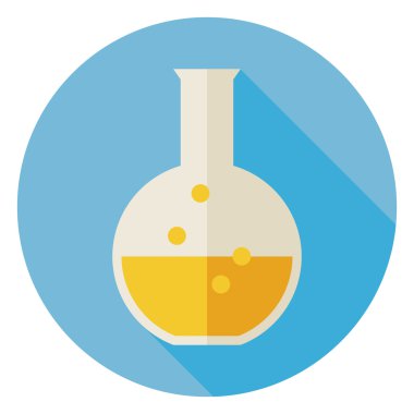 Flat Education and Science Chemistry Bulb Circle Icon with long 