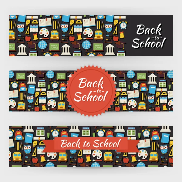 Back to School Knowledge and Education Vector Template Banners S — Stock Vector