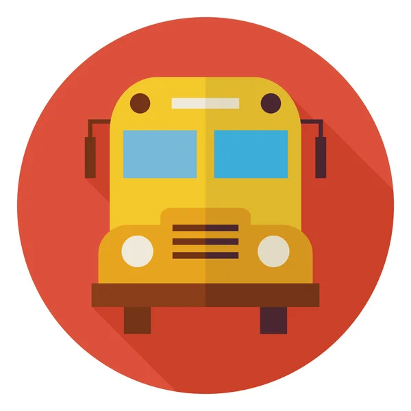 Icône de cercle de bus d'école plate et d'éducation avec l'ombre longue — Image vectorielle