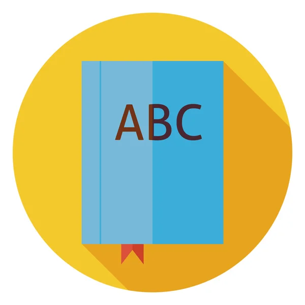 Flat Reading Book with Bookmark Circle Icon with Long Shadow — Διανυσματικό Αρχείο