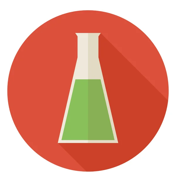 Flat Science and Education Chemistry Bulb Circle Icon with long — Stok Vektör