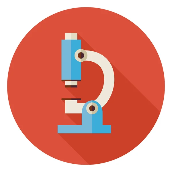 Flat Science and Medicine Laboratory Microscope Circle Icon with — Stok Vektör