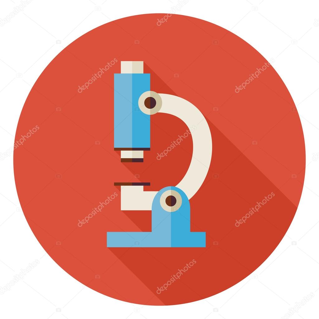 Flat Science and Medicine Laboratory Microscope Circle Icon with