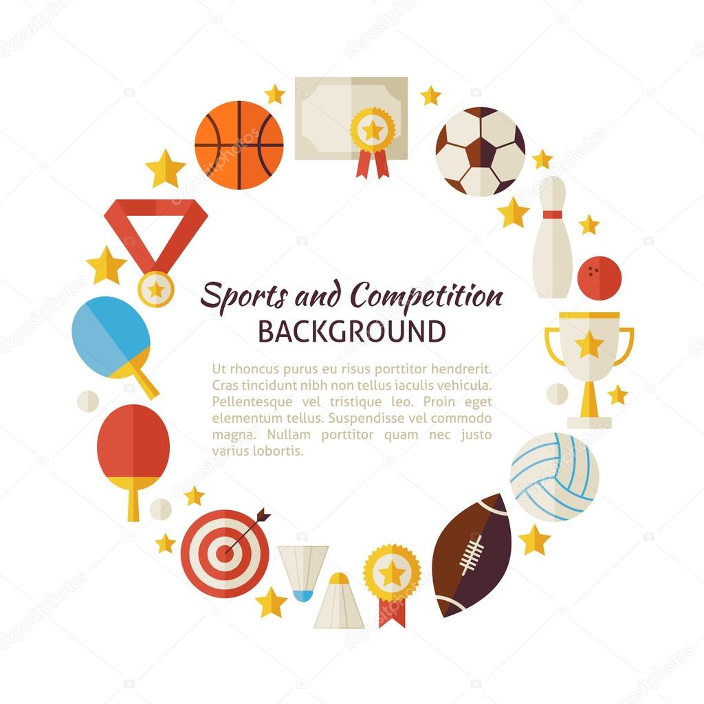 Flat Style Vector Circle Template of Sport Recreation and Compet