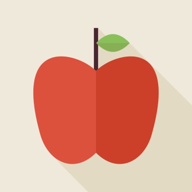 Flat Apple Fruit Illustration with long Shadow