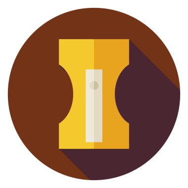 Flat Business Office Pencil Sharpener Circle Icon with Long Shad