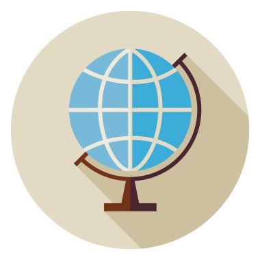 Flat Science and Education Geography World Globe Circle Icon wit